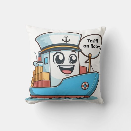 Der Tarif für das Blue Cartoon Cargo Ship an Bord Kissen (Vorderseite)