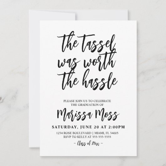 Der Tassel war den Hassle-Abschluss wert Einladung (Vorderseite)