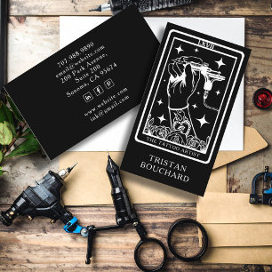 Der Tattoo-Künstler Tarot Schwarz Visitenkarte