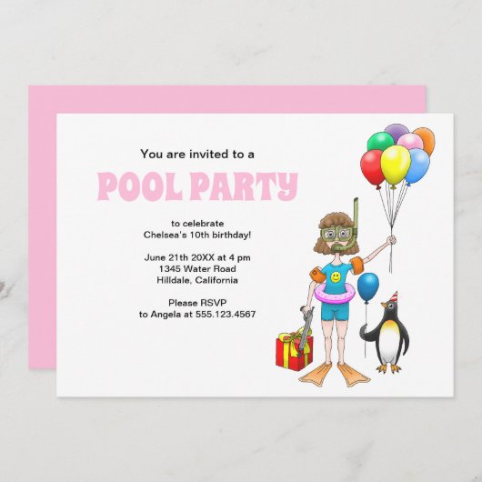 Der Taucher und der Pinguin Einladung (Vorne/Hinten)