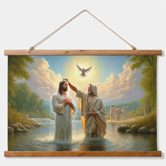 Der Taufe Jesu Wandteppich Mit Holzrahmen (Vorne)