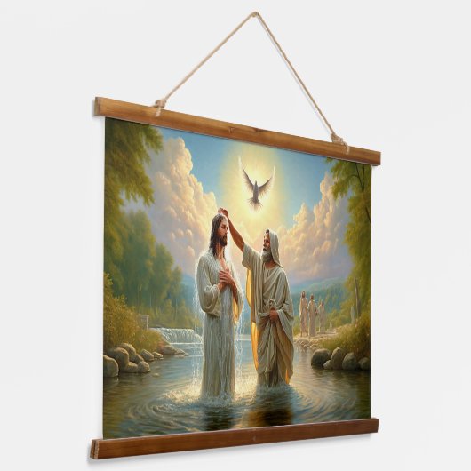 Der Taufe Jesu Wandteppich Mit Holzrahmen (Gewinkelt)
