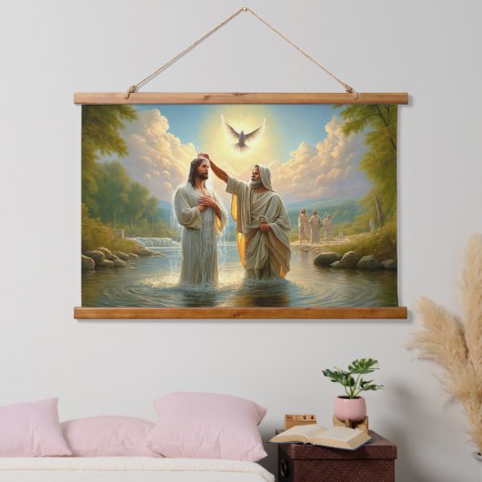 Der Taufe Jesu Wandteppich Mit Holzrahmen (Schlafzimmer)