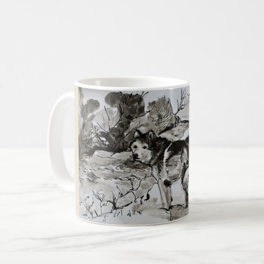 Der Tee-Kaffee-Tasse des Hundeliebhabers, heisere Kaffeetasse (Vorderseite Links)