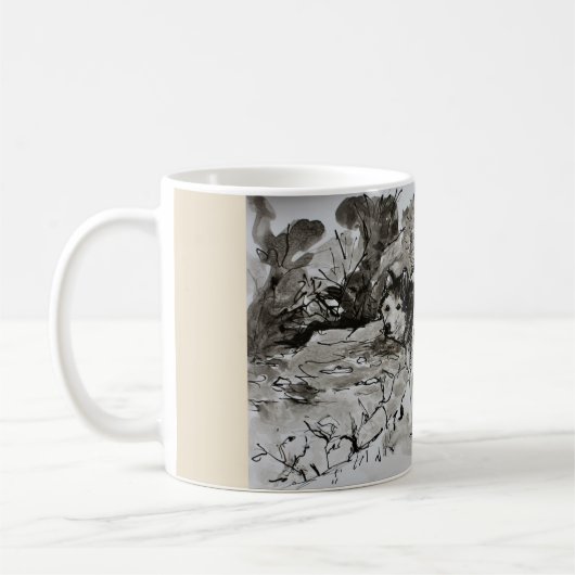 Der Tee-Kaffee-Tasse des Hundeliebhabers, heisere Kaffeetasse (Links)