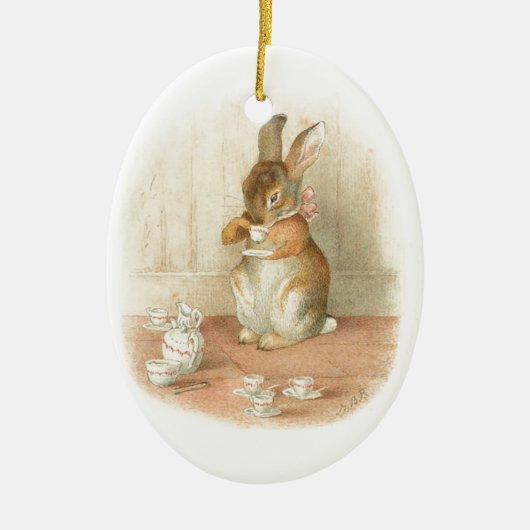 Der Tee-Party des Kaninchens Keramikornament (Vorne)