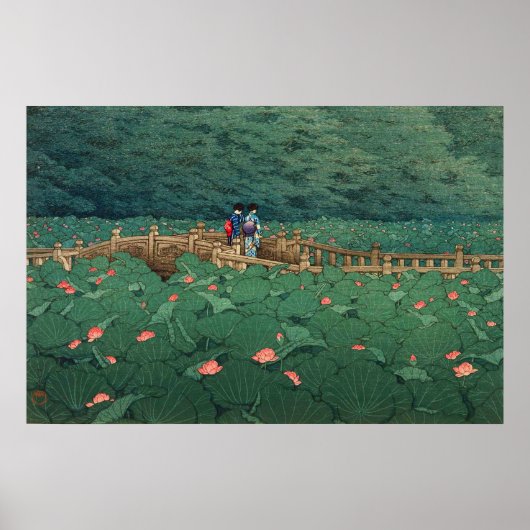 Der Teich bei Benten Shrine in Shiba Kawase Hasui Poster (Vorne)