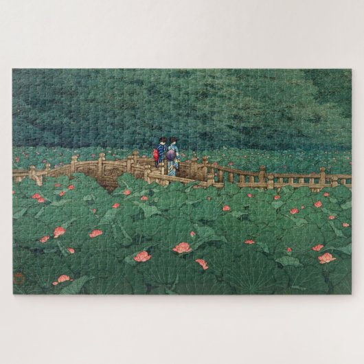 Der Teich bei Benten Shrine in Shiba Kawase Hasui Puzzle (Horizontal)