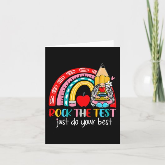 Der Test Funny Teacher Testing Day Rainbow Gnomes Karte (Vorderseite)