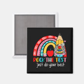 Der Test Funny Teacher Testing Day Rainbow Gnomes Magnet (Vorderseite/Rückseite)