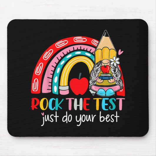 Der Test Funny Teacher Testing Day Rainbow Gnomes Mousepad (Vorne)