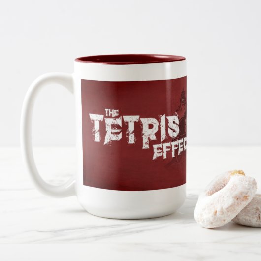 Der Tetris Effekt - große ExtraTasse Zweifarbige Tasse (Mit Donut)