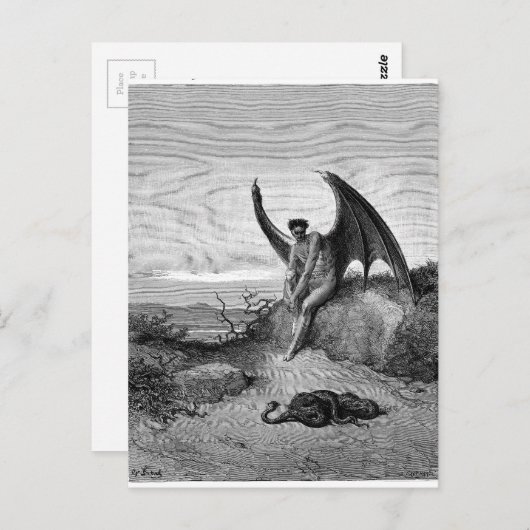 Der Teufel, Gustave Dore Postkarte (Vorne/Hinten)