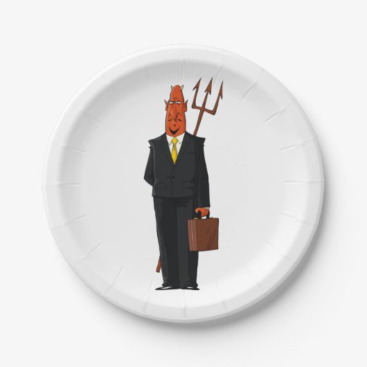 Der Teufel im Anzug Pappteller (Vorderseite)