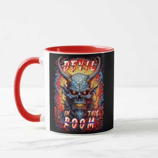 Der Teufel in diesem Raum Tasse (Links)