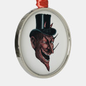 Der Teufel in einem Tophat-Ornament Silbernes Ornament (Rechts)