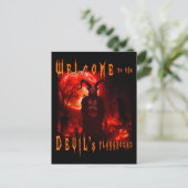 Der Teufel Satan am nächtlichen Friedhof mit blutr Postkarte (Stehend Vorderseite)