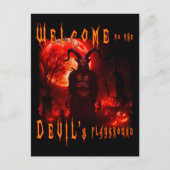 Der Teufel Satan am nächtlichen Friedhof mit blutr Postkarte (Vorderseite)