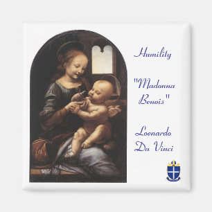 Der Text "Madonnas Benois" - Quadrat-Magnet - Magnet