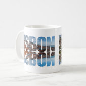 Der Text von Lissabon setzt die alte Stadtsicht mi Kaffeetasse (Vorderseite Links)