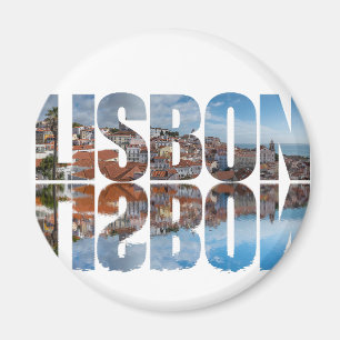 Der Text von Lissabon setzt die alte Stadtsicht mi Magnet