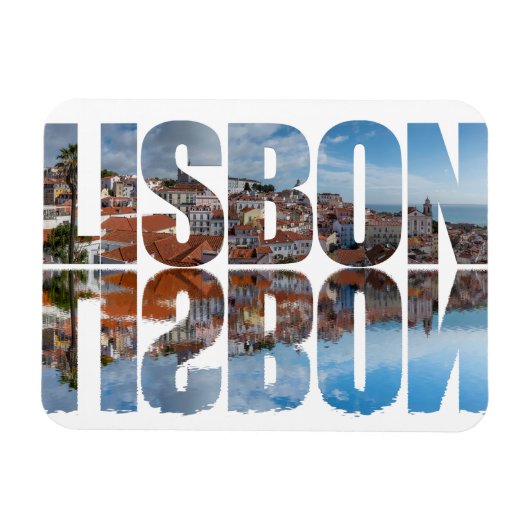 Der Text von Lissabon setzt die alte Stadtsicht mi Magnet (Horizontal)