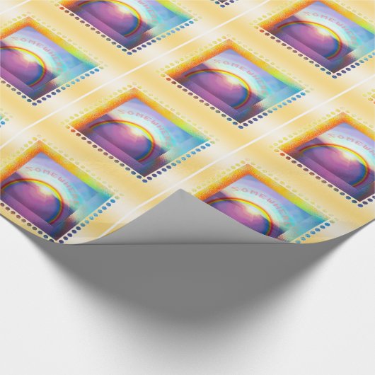 Der thr-Regenbogen des Mädchens "irgendwo über" Geschenkpapier (Ecke)