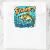 Der Thrill des Fischens! Quadratischer Aufkleber (Tasche)