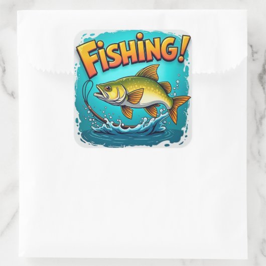 Der Thrill des Fischens! Quadratischer Aufkleber (Tasche)