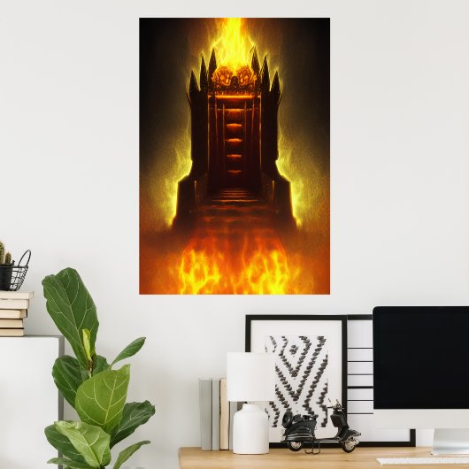 Der Thron in der Hölle | AI Art Poster (Heimbüro)