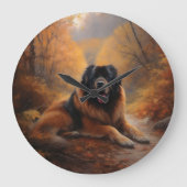 Der tibetische Mastiff im Herbst Inspiriere Große Wanduhr (Vorderseite)