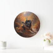 Der tibetische Mastiff im Herbst Inspiriere Große Wanduhr (Zuhause)