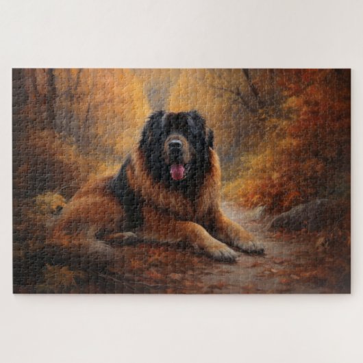 Der tibetische Mastiff im Herbst Inspiriere Puzzle (Horizontal)