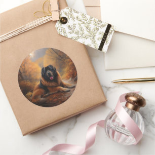 Der tibetische Mastiff im Herbst Inspiriere Runder Aufkleber