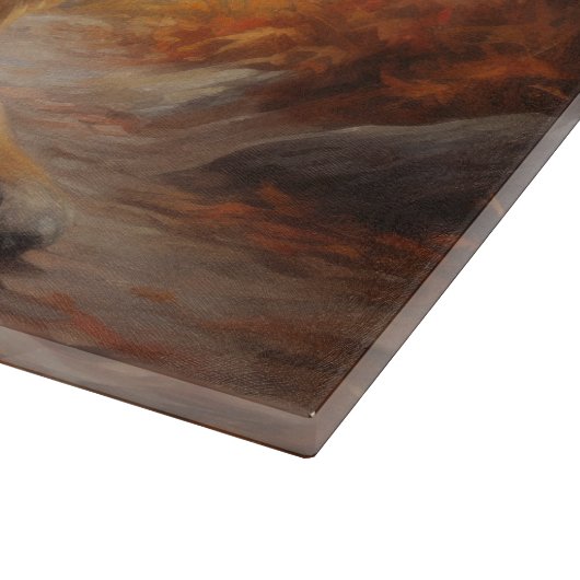 Der tibetische Mastiff im Herbst Inspiriere Schneidebrett (Ecke)