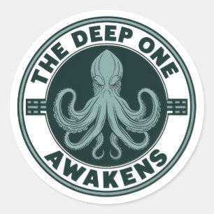 Der tiefe Eine erwacht Vintage Cthulhu Oktopus Runder Aufkleber