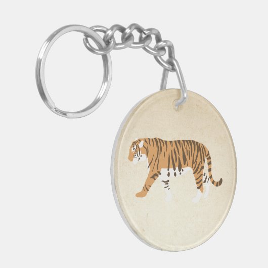 Der Tiger-Farbblock Schlüsselanhänger (Vorderseite links)