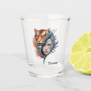 Der Tiger und die Frau, Stärke und Anmut. Schnapsglas