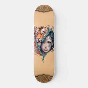 Der Tiger und die Frau, Stärke und Anmut. Skateboard