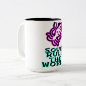 Der Tintenfisch regiert die Welt Zweifarbige Tasse (Vorderseite Links)