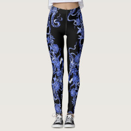 Der Tintenfisch und die Rose Blau und Schwarz Legg Leggings