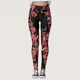 Der Tintenfisch und die Rose Rot und Schwarz Leggings