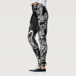 Der Tintenfisch und die Rose Schwarz-Weiß-Leggings Leggings
