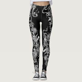 Der Tintenfisch und die Rose Schwarz-Weiß-Leggings Leggings
