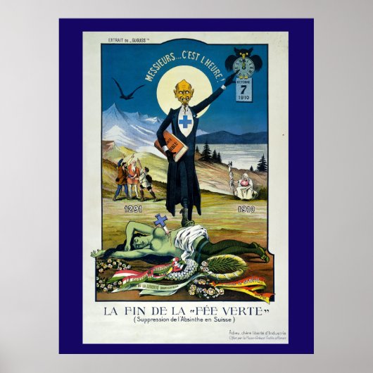 Der Tod der Grünen Märchen, Absinth Postkarte Poster (Vorne)