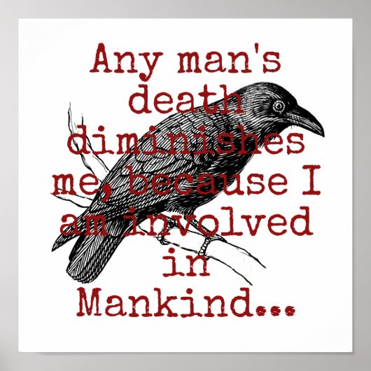 Der Tod eines Menschen vermindert mich - Todesurte Poster (Vorne)