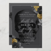 Der Tod für die 20er Party Einladung Black and Gol (Vorne/Hinten)