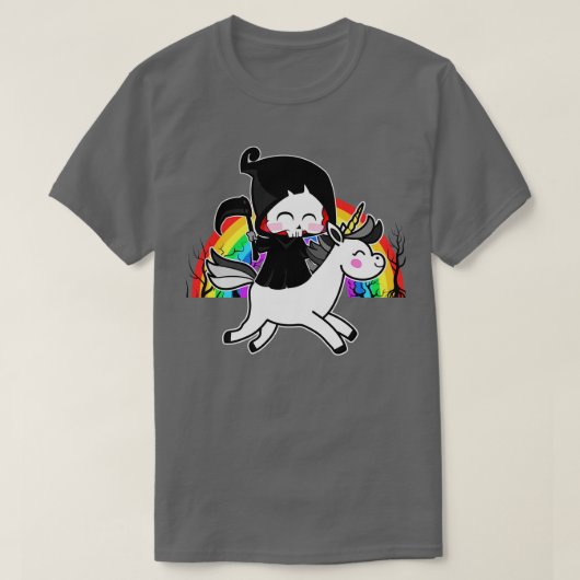 Der Tod ist ein magischer Einhorn, grimmiger Sense T-Shirt (Design vorne)