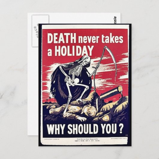 Der Tod nimmt niemals Urlaub. Postkarte (Vorne/Hinten)