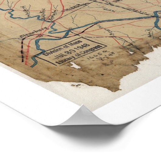 Der topographische Zivile Krieg der Washington DC  Poster (Ecke)